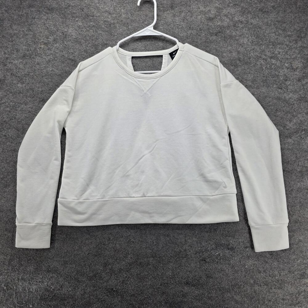 Nike Dri-FIT Sweatshirt Womens Medium White Open Back Pullover CJ4219-121